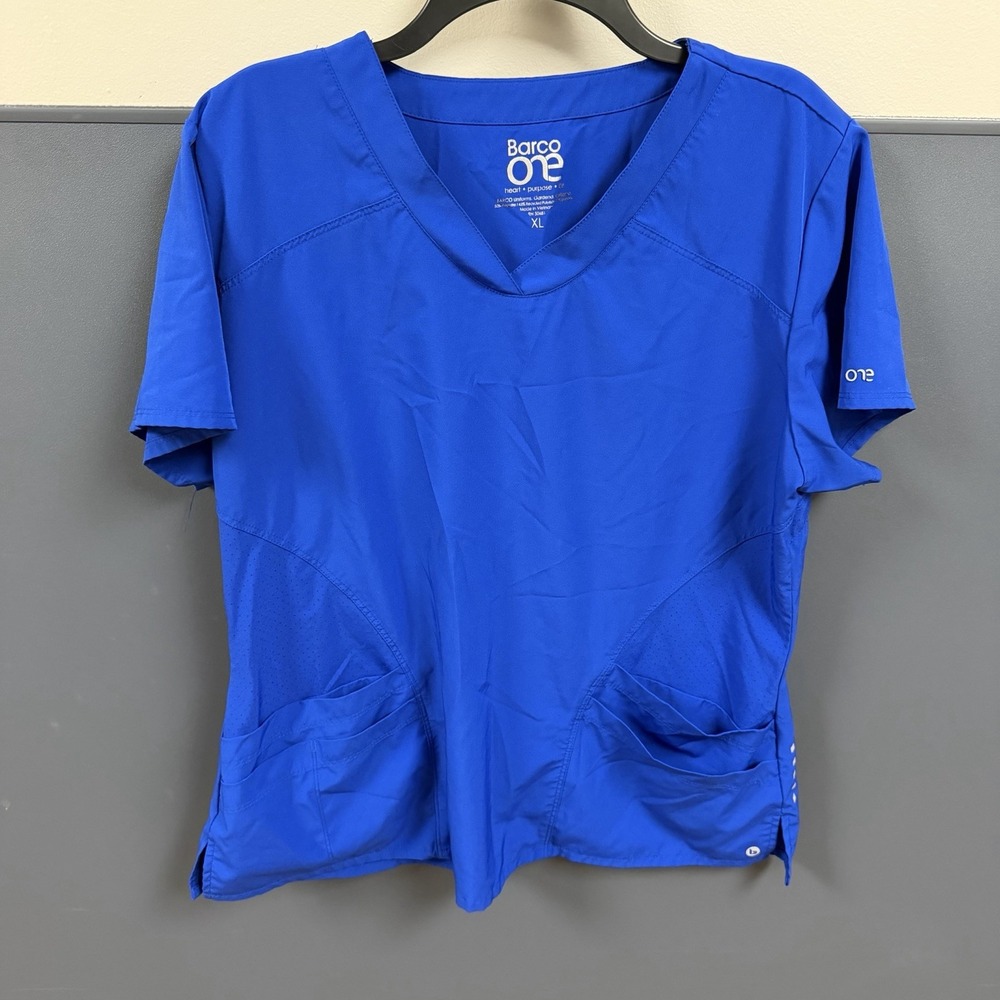 Barco One Royal Blue Scrub Set XL Professional Wear  Flare Pants And Top Pockets